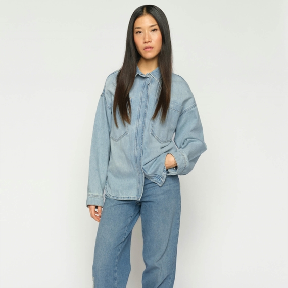 Mos Mosh Emm Flower Skjorte, Light Blue 